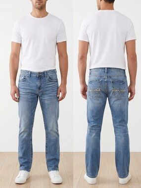 BKE Ryan Straight Leg Embroidered Whiskered Jeans 33x32